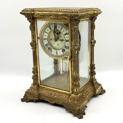 Ansonia Gilded Crystal Regulator Clock