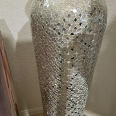 Standing mirrored glass floor vase