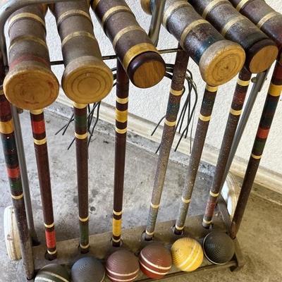 Vintage Croquet Set on Stand