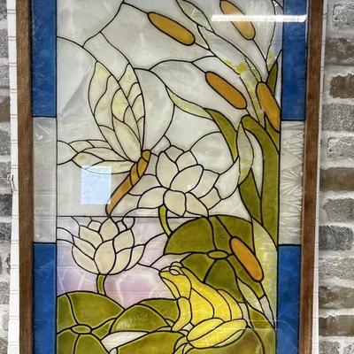 Stained Glass w/ Lily Pads, Cotton Tails, & a Frog