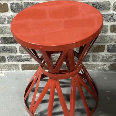 Red Metal Garden Stool / Plant Stand / Patio Table