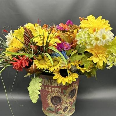 Country Farmhouse Faux Sunflowers in Pot