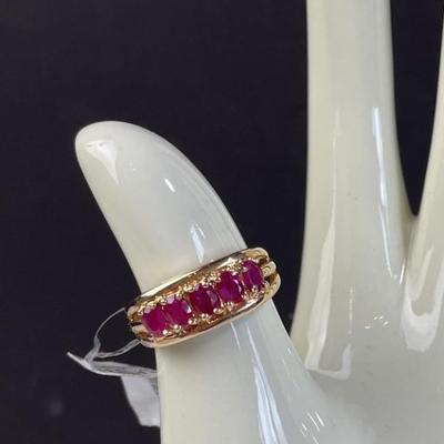 14K Gold Band with Rubies /  Ring