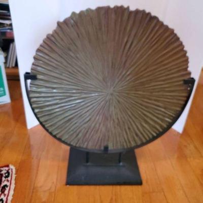 Decorative Large Ceramic Sand Dollar On Metal Stand 25"x23"