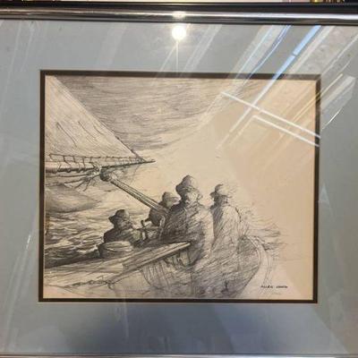Allen Hawks sailor sketching 30th anniversary (18x21â€)