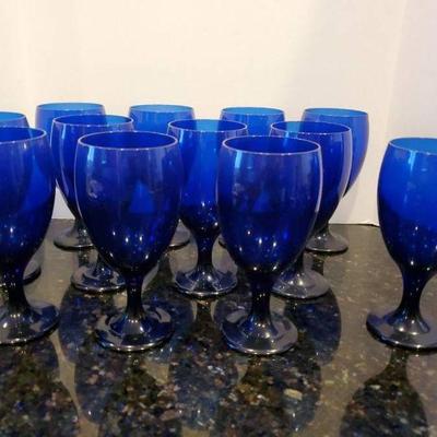 Cobalt Blue Water Glass Set Ã—12 (7")