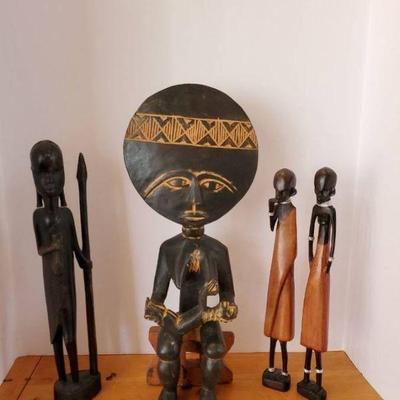 African Carved Wooden Statues Decor