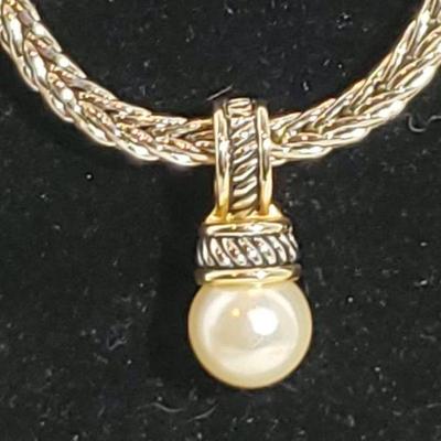 Excellent Cable Metal Necklace With Faux Pearl