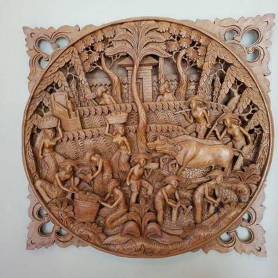 Carved Wooden Wall Art 20"x19"