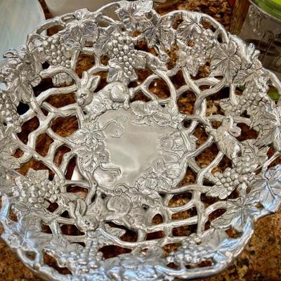 Arthur Court rabbits and grapes bowl