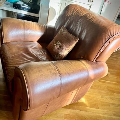 Leather chair and ottoman