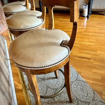 3 leather swivel bar stools