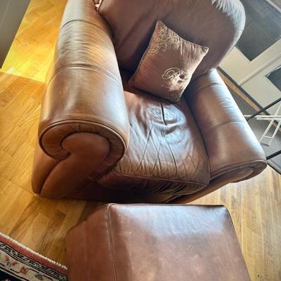 Leather chair and ottoman