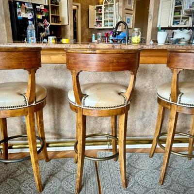 3 leather swivel bar stools
