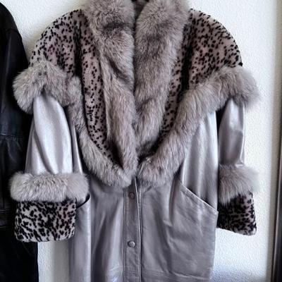 Fur/lamb skin Leather Coat