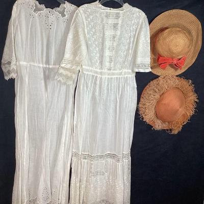 BIHY520 Antique Edwardian Lingerie Dress And Hat Duo	The lingerie dresses were made in 1895-1935. They were most popular in between...