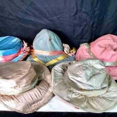 BIHY944 Antique Victorian Bonnet Collection	5 Women's bonnets. Â Some staining, fabric breakdown, torn ribbon, etc.Â 
