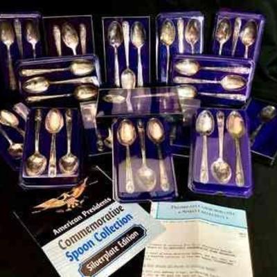 BIHY937 Vintage American Presidents Silverplate Spoon Collection	39 spoons included in this collection by The International Silver...