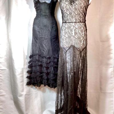BIHY939 2 Women's Antique Black Lace Slips	Probably size small, floor length ramens. Â Some condition issues
