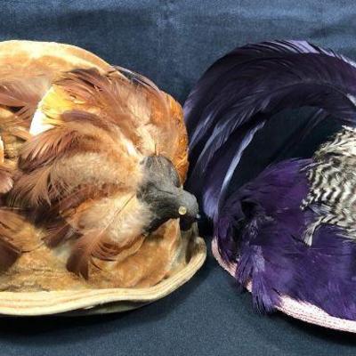 BIHY530 Victorian Ladies Bird Hats	Two bird hats, one of them is made by Parrot hat of Paris.
