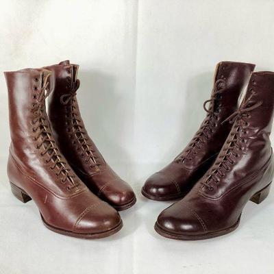 BIHY227 Victorian Endicott Peggy Johnson Boots	2 pair of leather lace up shoes. Look to be a good condition. All the seams look to be...