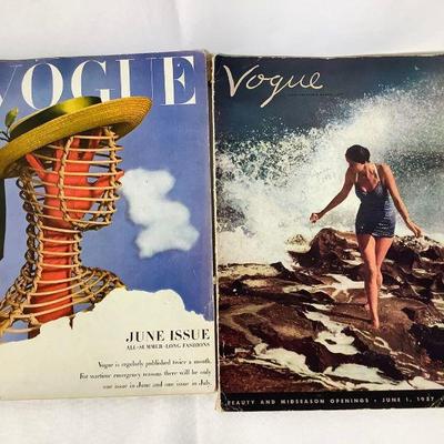 BIHY817 Vintage Vogue Magazine	Two issues of vogue magazine from 1937 and 1944. 1937 issue is first of two June issues, 1944 issue is...