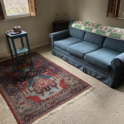Hide-a-bed couch & preyer rug