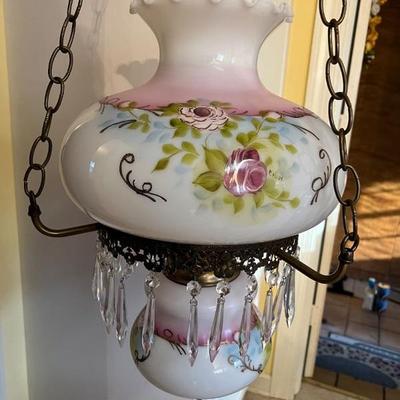 Victorian hanging parlor lamp - electric