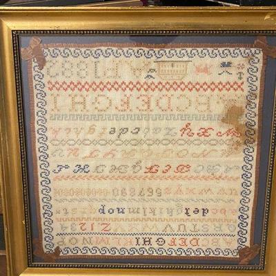 An Initialed American Sampler Signed AP 1882
