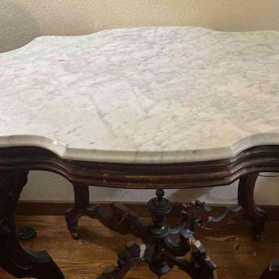 Antique Mahogany Table with Marble Top