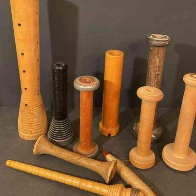 Antique Wooden Spindles Bobbins & Spools