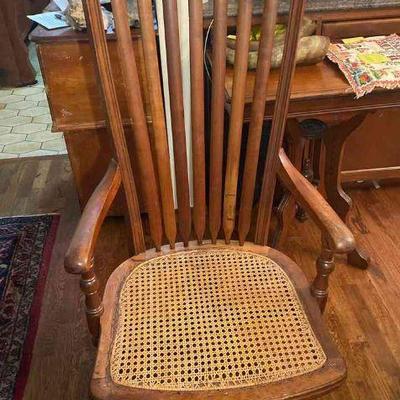 Antique Cane Arrow Back Office Chair