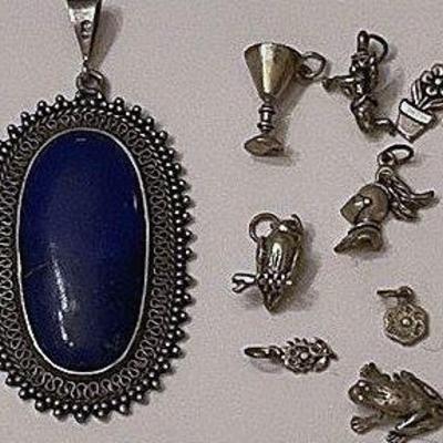 Amber & Lapis Brooches & Charms For A Bracelet