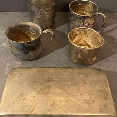 Antique Silver Cups and Lidded Box