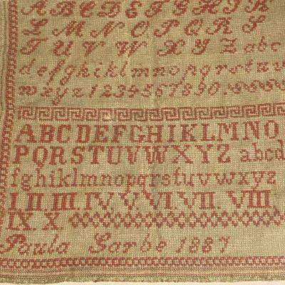 American Sampler In Needlework Signed 1887