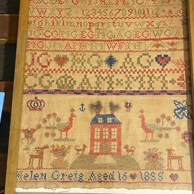 Antique Needlework Sampler Signed And Dated 1855