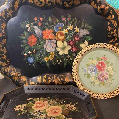 Antique Hand Painted Trays