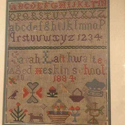 A Signed American Sampler Marked Sarah Laithwaite Age 10