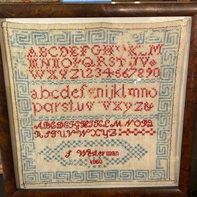 A Primitive English Sampler In Needlework Marked S Westerman Dated 1860