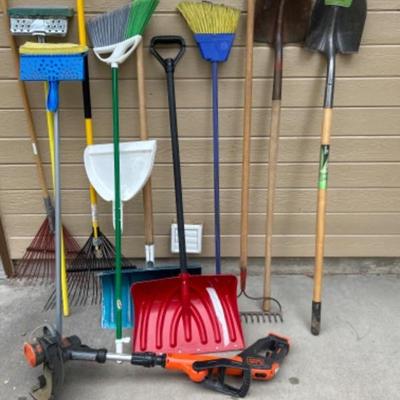 Brooms, shovels, rakes and Edger 