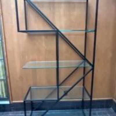 Metal and glass geometrical display shelf 