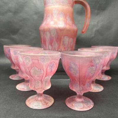 Vintage glass pitcher and goblets 