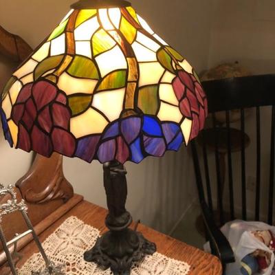Vintage Tiffany  Style Lamp with  Lady holding shade Bronze.  $125. obo