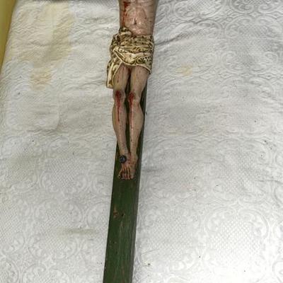 #19 Polychrome ,wooden Christ on a Cross