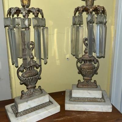#31 Pair of Bronze & Crystal Candelabras