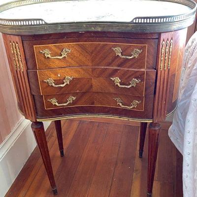 Antique French ~Marble Top ~ Kidney Shaped Louis XV Style Pierced Gallery Top