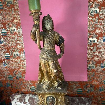 # 88 Gilt & Polychrome Figure with Torch