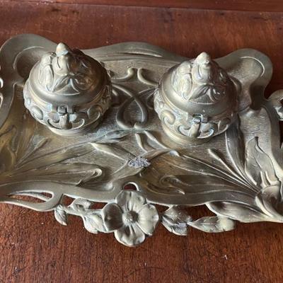 Early Double Inkwell with Tray