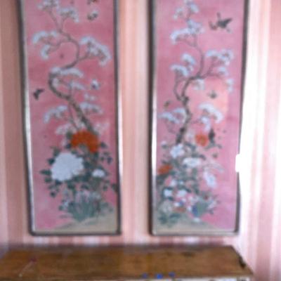 #43 Framed Japanese Floral Panels