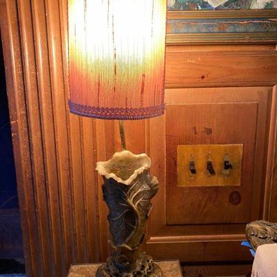 #82 Pair of Chinese Hardstone Wall Pockets  Converted to Lamps